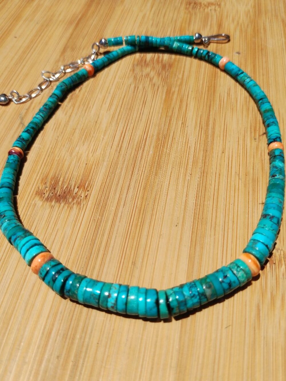 Jay King DTR Turquoise and spiny oyster necklace 925 Sterling Silver Southwester - Picture 5 of 12
